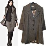 CAbi  Shakespear Jacket Tweed Wool Blend Trench Black Gray Size 8 Women's Photo 5