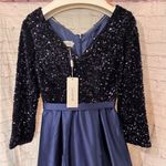 La Vetir Dark Elegant Navy Sequin Gown Dress wedding Dresses Blue Size 12 Photo 4