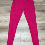 LuLaRoe Women's Pink/Blue/Orange Airplane Design Full Length Leggings sz TC Photo 2