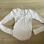 Free People NWT  Wild Hearts Long Sleeve Henley Blush Pink Shirt Size Medium Photo 5
