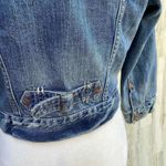 American Eagle Denim Trucker Jacket Womens Large Blue Jean Distressed Photo 4