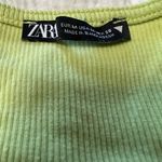 ZARA  Rushed Ribbed Crop Lime Green Tank Top Size Medium Photo 4