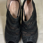 Lauren Lorraine Black Lace Peep Toe Heels Size 8 Photo 0