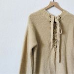 Lovers + Friends  Suki knit Sweater Dress Tie Back taupe S cozy stretchy Photo 9