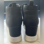 Qupid  Black High-Top Platform Wedge Pull On Plimsoll Almond Toe Sneakers Sz 7 Photo 5