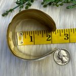 Vintage brass copper silver tone wide cuff bracelet Photo 2