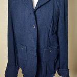 Anthropologie Elevenses Wool Blend Navy Jacket Blazer with Fun Details Size 14 Photo 1