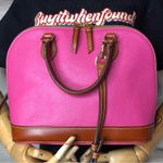 Dooney & Bourke DOONEY BOURKE Pink Tumbled Leather Dome Shaped Brown Top Handle Shoulder Bag Photo 3