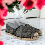 Valentino Garavani  Black Lace Espadrille Loafers Flats Size 38 Photo 0