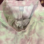 Aritzia TNA Cozy Fleece hoodie jogger set Soft Pink and lime green Large EUC Photo 6