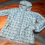 Marmot Hooded Raincoat blue yellow white floral vented size medium Photo 0