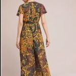 Anthropology Ranna Gill Jumpsuit 12 Paisley pattern Georgia Wide Beaded top Gold Photo 3