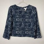 Kenar BNWT!  Women's Navy Patterned Boxy Crop Top Size L Photo 0