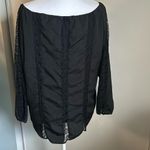 Hot in Hollywood Bohemian Peasant Blouse with All Over Lace Insets Black Size XS Photo 8
