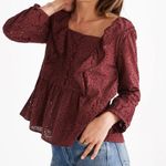 Madewell Cabernet Red Eyelet Pom-Pom Top Size Small Photo 0