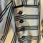 ZARA Satin Office Blouse STRECH Size Small Cream Black Lines Preppy Chic Photo 7