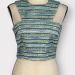 Badgley Mischka  Blue Green Striped Crop Top Women's Size 4 Photo 0