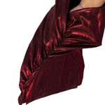 Elegant Red Metallic Ribbed Skirt Size L Photo 2