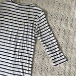 Amour Vert Modal Striped Crewneck 3/4 Sleeve Mini Dress White/Blue (Medium) Photo 5