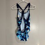 Nike  Womens One Piece Bathing Suit Geometric Pattern Criss Cross Back Women’s 10 Photo 2