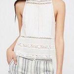 Free People Night Moves White & Blue Striped Cotton Shorts Photo 3