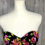 Victoria's Secret  Floral Padded Strapless‎ Bikini Top Black/Pink Print Size 36C Photo 0