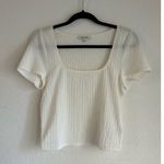 Madewell Popcorn White Square Neckline Ribbed Cropped Cap Sleeve Top Size Large Photo 4