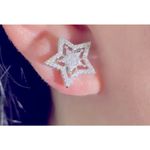Boutique Sparkling Bling Star Earrings |‎ Simulated Diamond Rhodium 925 Sterling Silver Photo 1