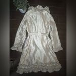 Samuel Dong shimmer champagne bubble ruffle hem coat/dress sz small Gold Photo 7