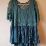 Free People  Lace Embroidered Peplum Blouse Photo 3