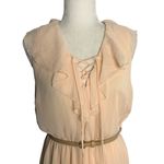 No Boundaries  Sleeveless Chiffon Dress XL Blush Peach Belt Lined Lace Up V Neck Photo 1