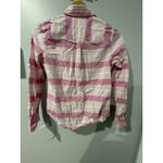 Vineyard Vines  Women's 12 Button Up Shirt Blue White Stripe Pink Whale Logo L Photo 5