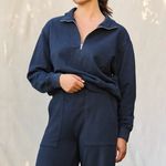 Mate the Label  Womens Organic Cotton Quarter Zip Sweatshirt XS Midnight NWT New Photo 1