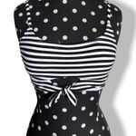 Xhilaration Womens Bikini Top Size XS Black White Striped Ribbed Knit Swimwear Photo 0