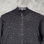 Belldini Cardigan Sweater Womens Large Black Rhinestone Zipper Bling Full Zip Black Photo 4