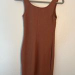 PaperMoon Orange Beige Ribbed Bodycon Mini/Midi Dress SZ S Y2K Sleeveless Casual Photo 5