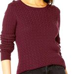 Amazon Essentials New Women's Lightweight Long-Sleeve Cable Crewneck Sweater, Burgundy, Large Photo 0