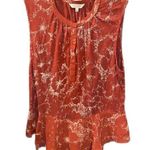 Lucky Brand Rust Floral Babydoll Peplum Ruffle Sleeveless Tank Top Feminine Photo 0
