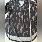 NWT Cowgirl Hardware 3/4 Sleeve Black Leopard Cactus Top Size XL Photo 9