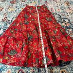 Ulla Johnson Aspen red floral hibiscus tiered maxi skirt with pockets Photo 14