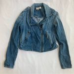 Lucky Brand Addisyn Blue Denim Moto Jacket Photo 4
