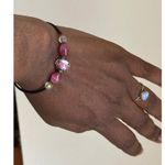 Handmade Bracelet Pink Glass Beads Crystal Accent Adjustable Beach Vacation Photo 1