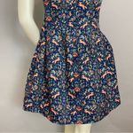 Pink Martini Dress Fox Print Blue Floral A-Line Lined Small Women Cap Sleeves Photo 9