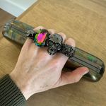 Alexander McQueen $3200 Metallic Oil Slick Leather Knuckle Ring Duster Clutch Photo 3