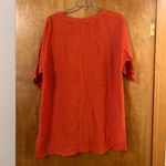 Soft Surroundings  Top Talia Crinkle Gauze Orange Button Front Blouse NWT Small Photo 4