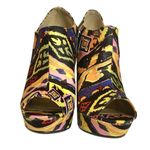 Yoki Tribal Print Peep Toe ankle Wedge Heels Photo 4