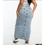 ASOS Women’s Long Denim Skirt Front Split Straight Line Grunge Skate Size 14 Photo 2