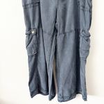 Anthropologie PILCRO x | Len Beach Cargo Pants Viscose Linen Navy Blue | 18W Photo 4