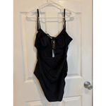 Black One Piece Swimsuit Tie Front Cut Out Sexy Swimwear Summer Beach Vacation Size L Photo 2