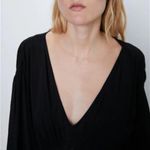 ZARA KNIT Long DRESS w/ BOWS V-neck Long Sleeve Black Size S NEW Photo 7